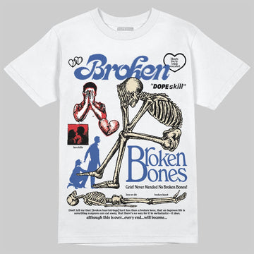 Jordan Spizike Low “Storm Blue” DopeSkill T-Shirt Broken Bones Graphic Streetwear - White
