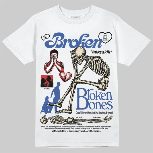 Jordan Spizike Low “Storm Blue” DopeSkill T-Shirt Broken Bones Graphic Streetwear - White