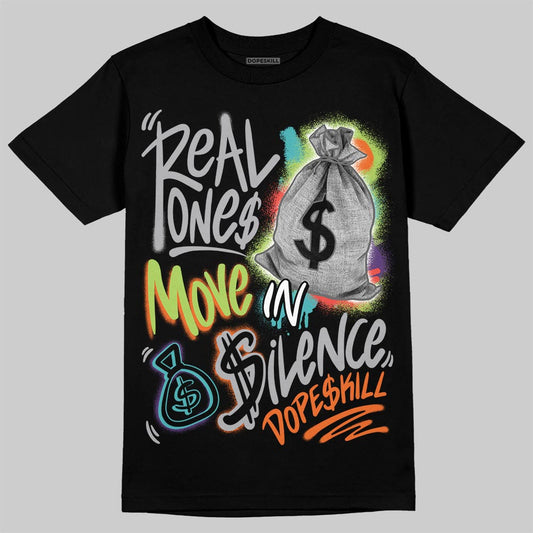Max 95 Big Bubble Multi-Color DopeSkill T-Shirt Real Ones Move In Silence Graphic Streetwear - Black
