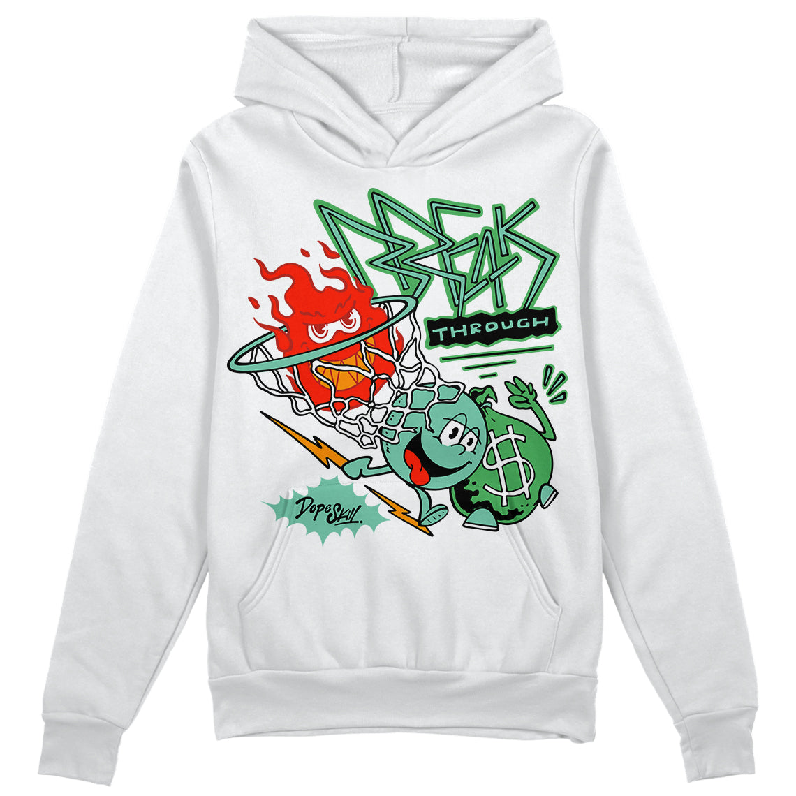 Jordan 1 High OG Green Glow DopeSkill Hoodie Sweatshirt Break Through Graphic Streetwear - White