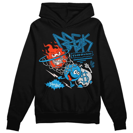 Jordan 4 Retro Military Blue DopeSkill Hoodie Sweatshirt Break Through Graphic Streetwear - Black