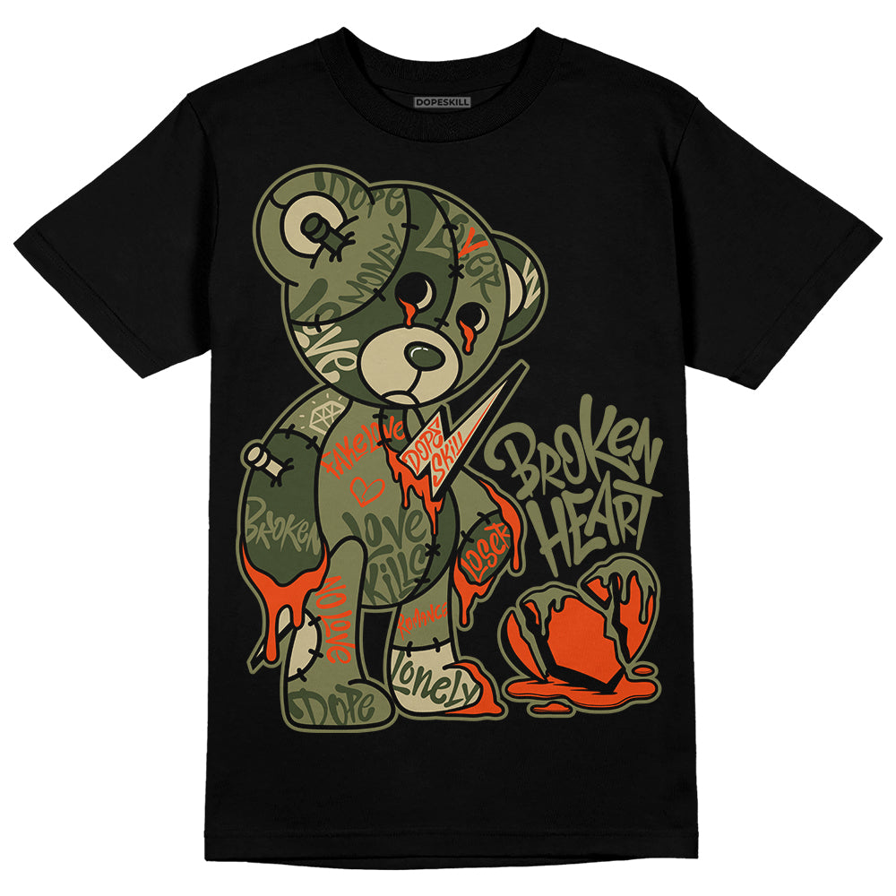 Olive Sneakers DopeSkill T-Shirt Broken Heart Graphic Streetwear - Black