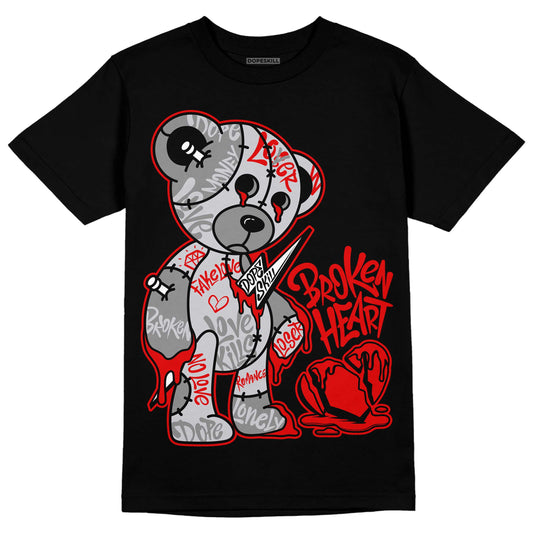 Jordan 2 Retro "Black Cement" DopeSkill T-Shirt Broken Heart Graphic Streetwear - Black