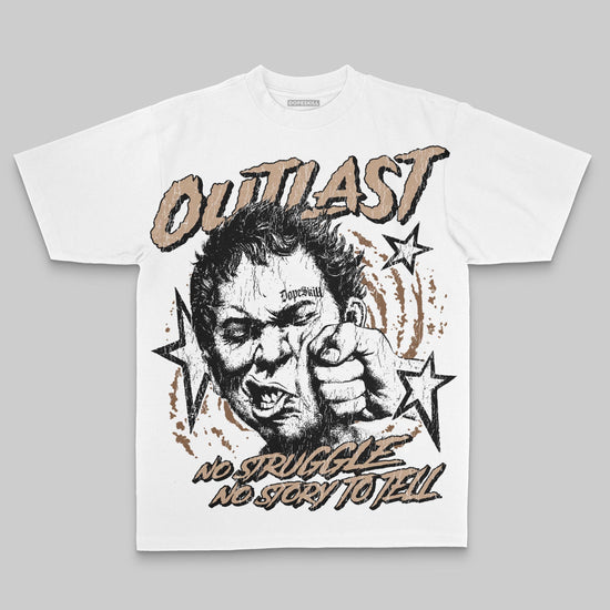 Brown Oversize Print Outlast DopeSkill Graphic T-shirt Streetwear - White