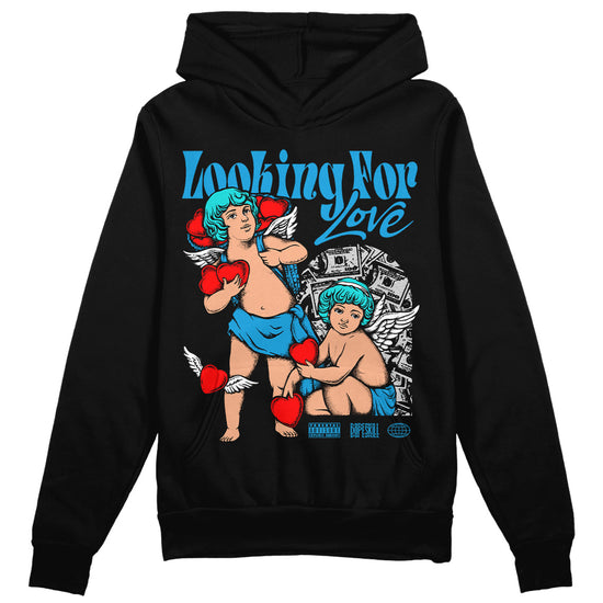 Jordan 4 Retro Military Blue DopeSkill Hoodie Sweatshirt Looking For Love Graphic Streetwear - Black