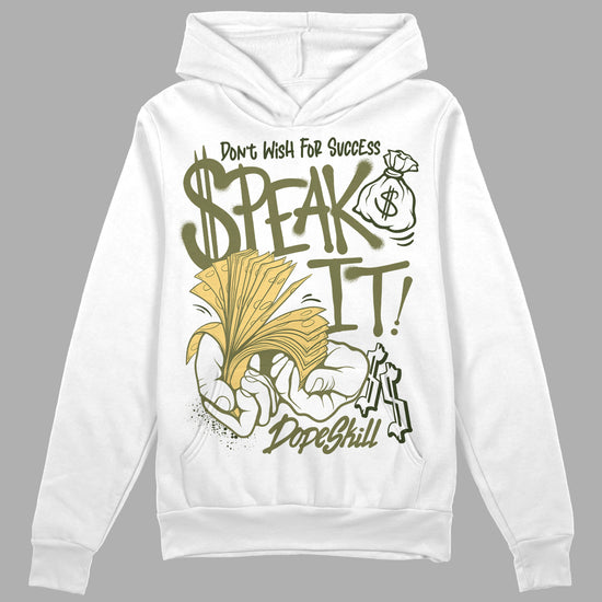 Jordan 4 Retro SE Craft Medium Olive DopeSkill Hoodie Sweatshirt Speak It Graphic Streetwear - White 