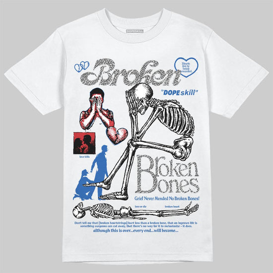 Jordan 3 "True Blue" DopeSkill T-Shirt Broken Bones Graphic Streetwear - White