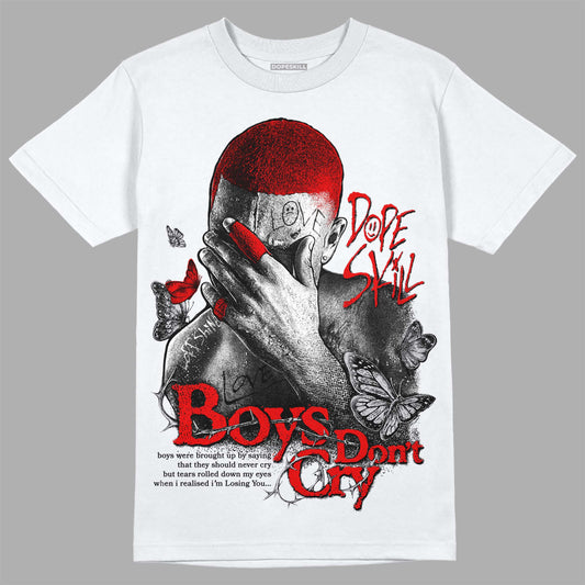 Jordan 4 Retro Red Cement DopeSkill T-Shirt Boys Don't Cry Graphic Streetwear - White 