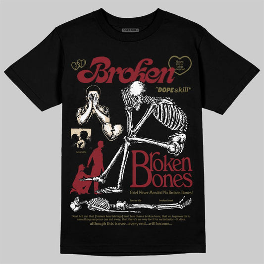 SB Dunk Low “Dark Team Red/Olive Flak” DopeSkill T-Shirt Broken Bones Graphic Streetwear - Black