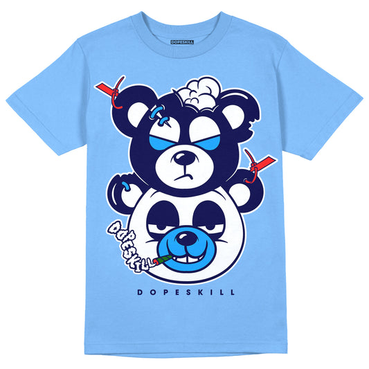 Dunk Low Retro White Polar Blue DopeSkill University Blue T-shirt New Double Bear Graphic Streetwear