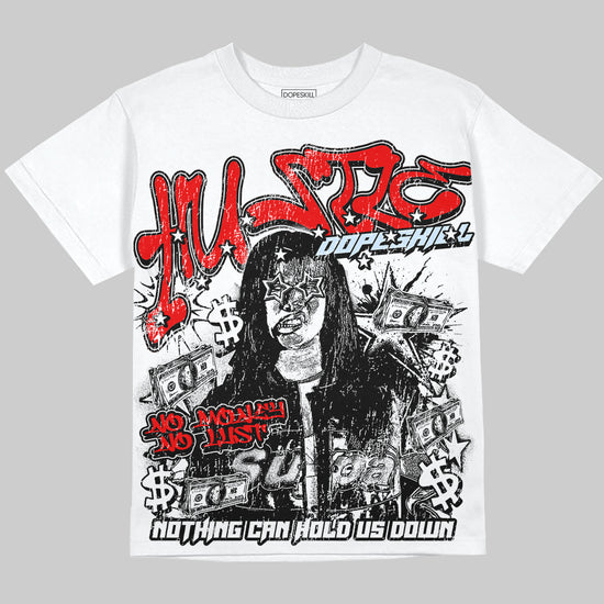 Jordan 11 Retro Cherry Oversize Print 'No Money No Lust' DopeSkill Graphic T-shirt Streetwear - White