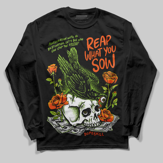 Neon Green Sneakers DopeSkill Long Sleeve T-Shirt Reap What You Sow Graphic Streetwear - Black