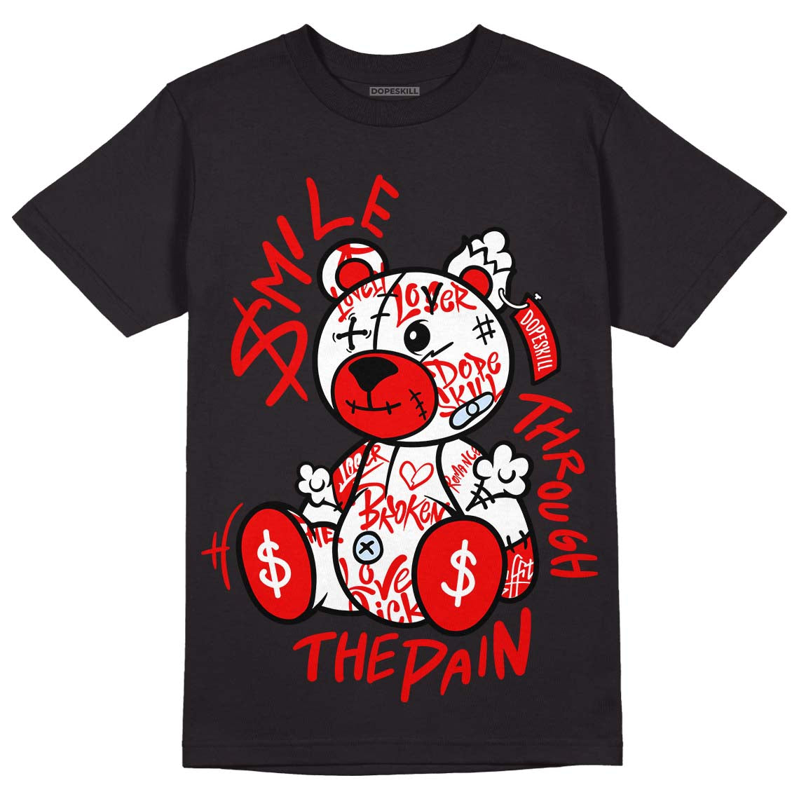 Cherry 11s DopeSkill T-Shirt Smile Through The Pain Graphic – DOPESKILL