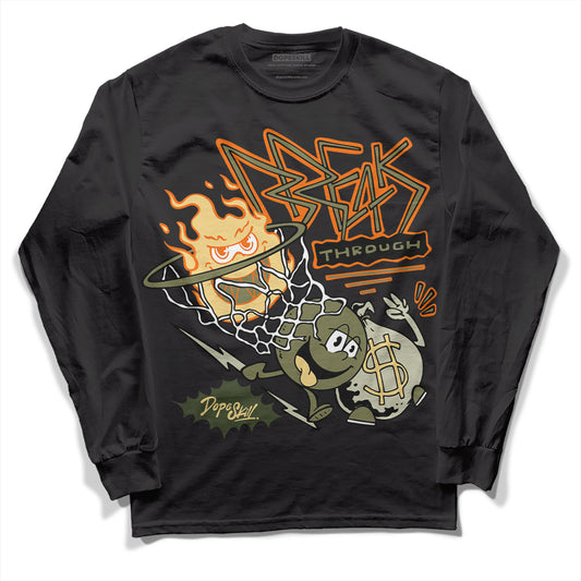 Jordan 4 Retro SE Craft Medium Olive DopeSkill Long Sleeve T-Shirt Break Through Graphic Streetwear - Black