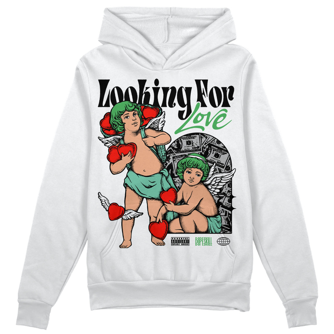 Jordan 1 High OG Green Glow DopeSkill Hoodie Sweatshirt Looking For Love Graphic Streetwear - White