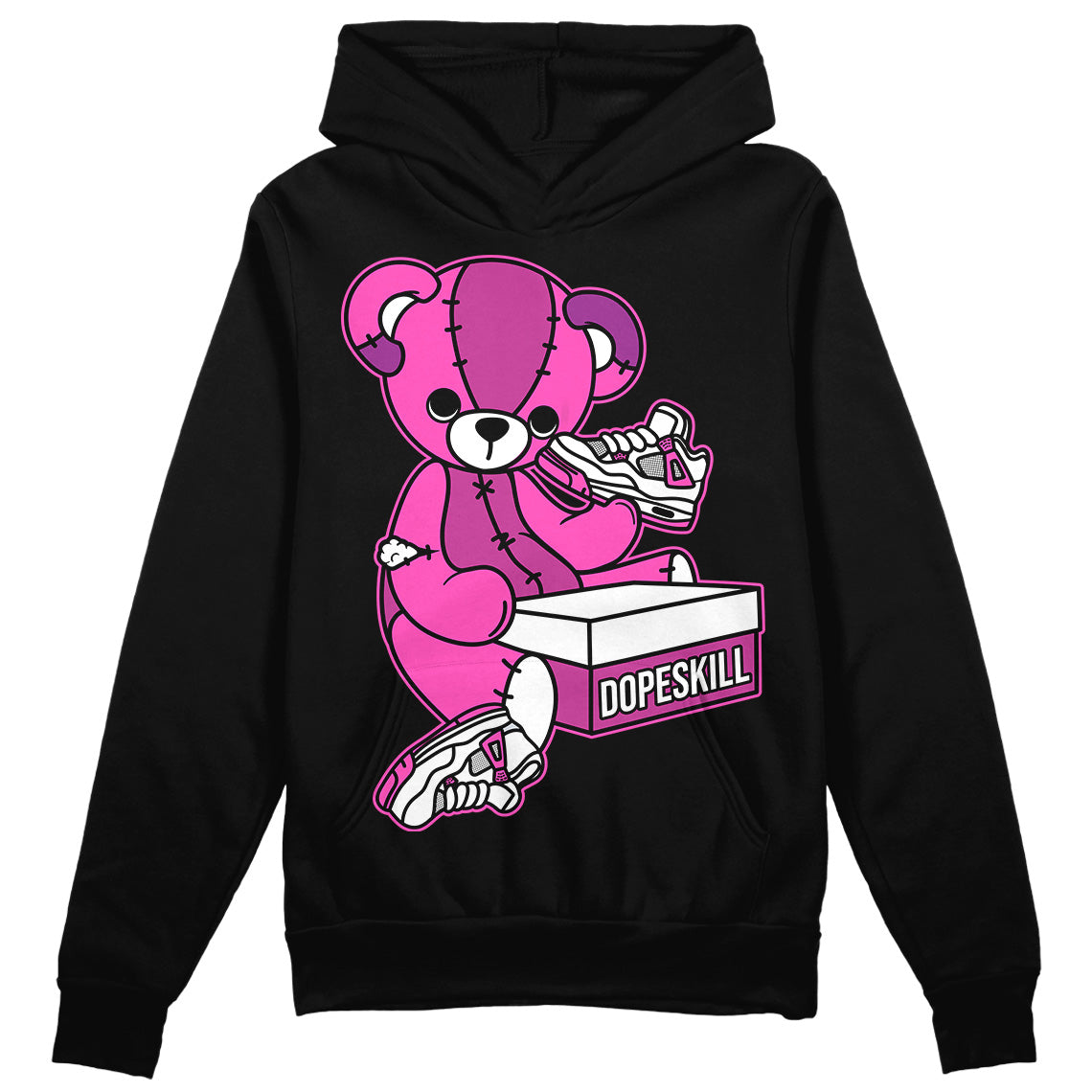 Jordan 4 GS “Hyper Violet” DopeSkill Hoodie Sweatshirt Sneakerhead BEAR Graphic Streetwear - Black