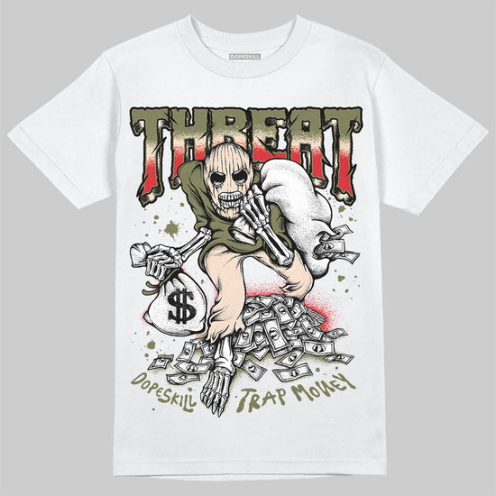 Travis Scott x Jordan 1 Medium Olive DopeSkill T-Shirt Threat Graphic Streetwear - White