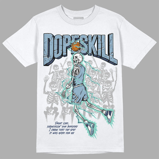 Jordan 1 Mid Diffused Blue DopeSkill T-Shirt Thunder Dunk Graphic Streetwear - White 