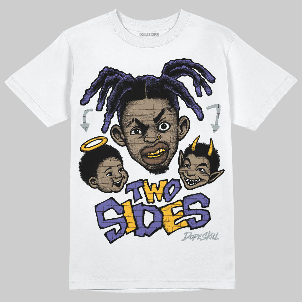 Jordan 4 Retro Lakers DopeSkill T-Shirt Two Sides Graphic Streetwear - White