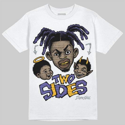 Jordan 4 Retro Lakers DopeSkill T-Shirt Two Sides Graphic Streetwear - White