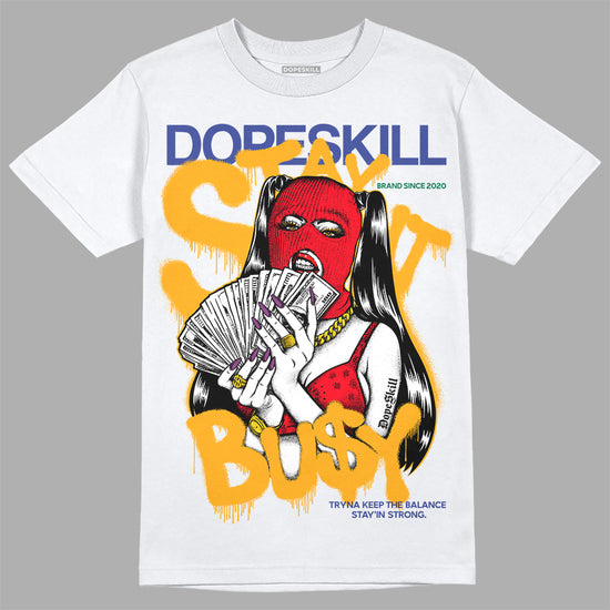 Jordan 1 Mid GS 'Six Championships' DopeSkill T-Shirt Stay It Busy Graphic Streetwear - White