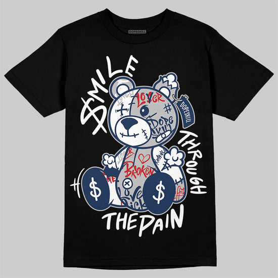 Jordan 4 SB “Summit White/Navy” DopeSkill T-Shirt Smile Through The Pain Graphic Streetwear - Black