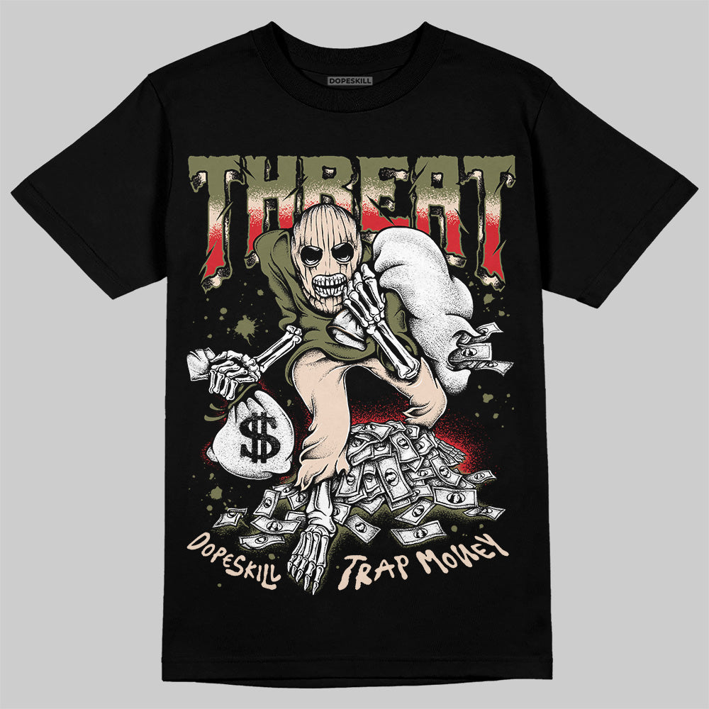 Travis Scott x Jordan 1 Medium Olive DopeSkill T-Shirt Threat Graphic Streetwear - Black