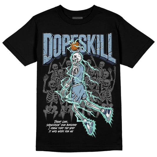 Jordan 1 Mid Diffused Blue DopeSkill T-Shirt Thunder Dunk Graphic Streetwear - Black