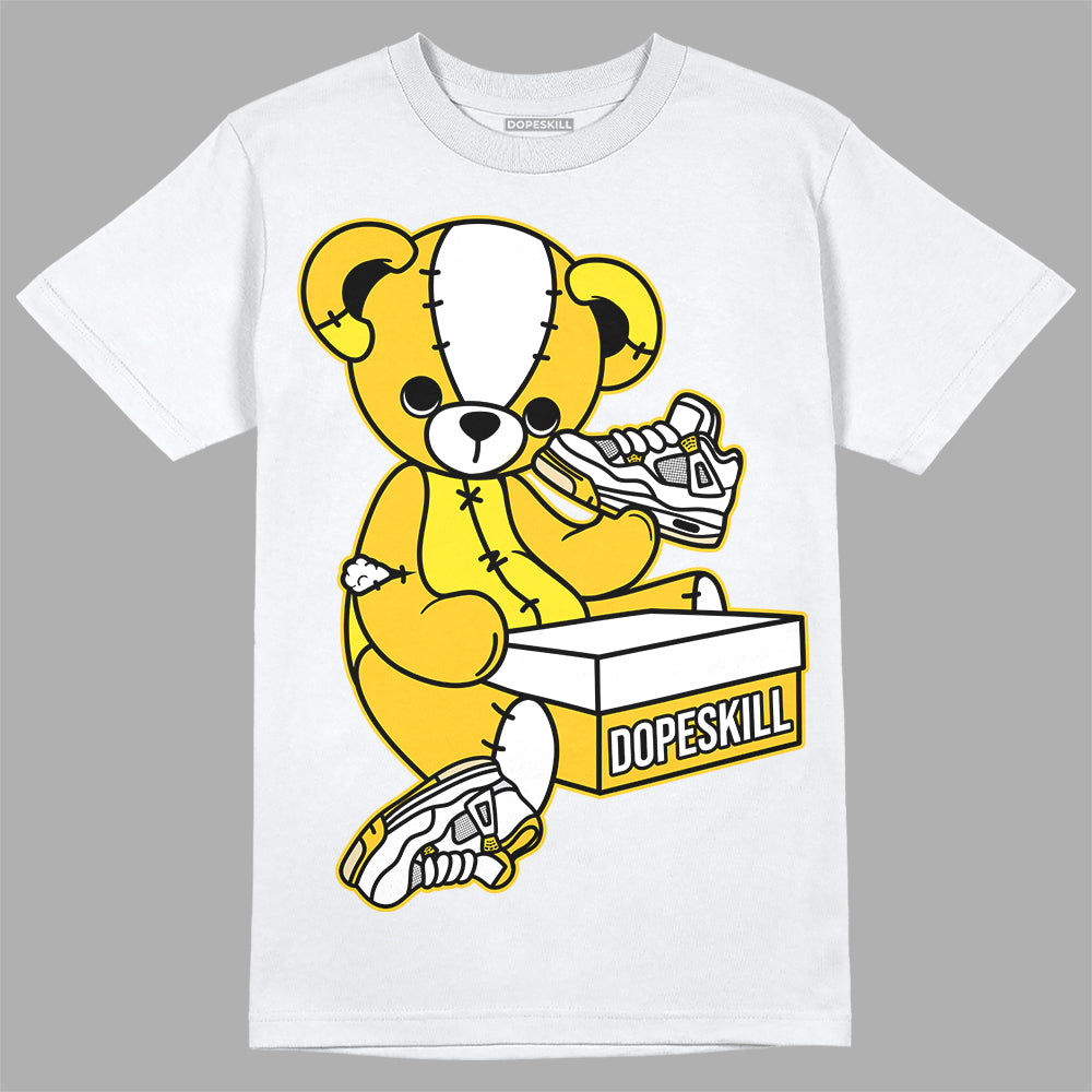 Jordan 4 Retro “Vivid Sulfur” DopeSkill T-Shirt Sneakerhead BEAR Graphic Streetwear - White 