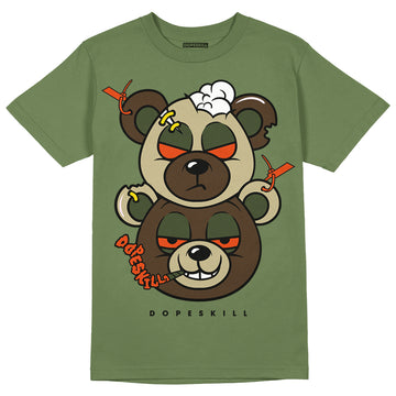 Olive Sneakers DopeSkill Olive T-shirt New Double Bear Graphic Streetwear