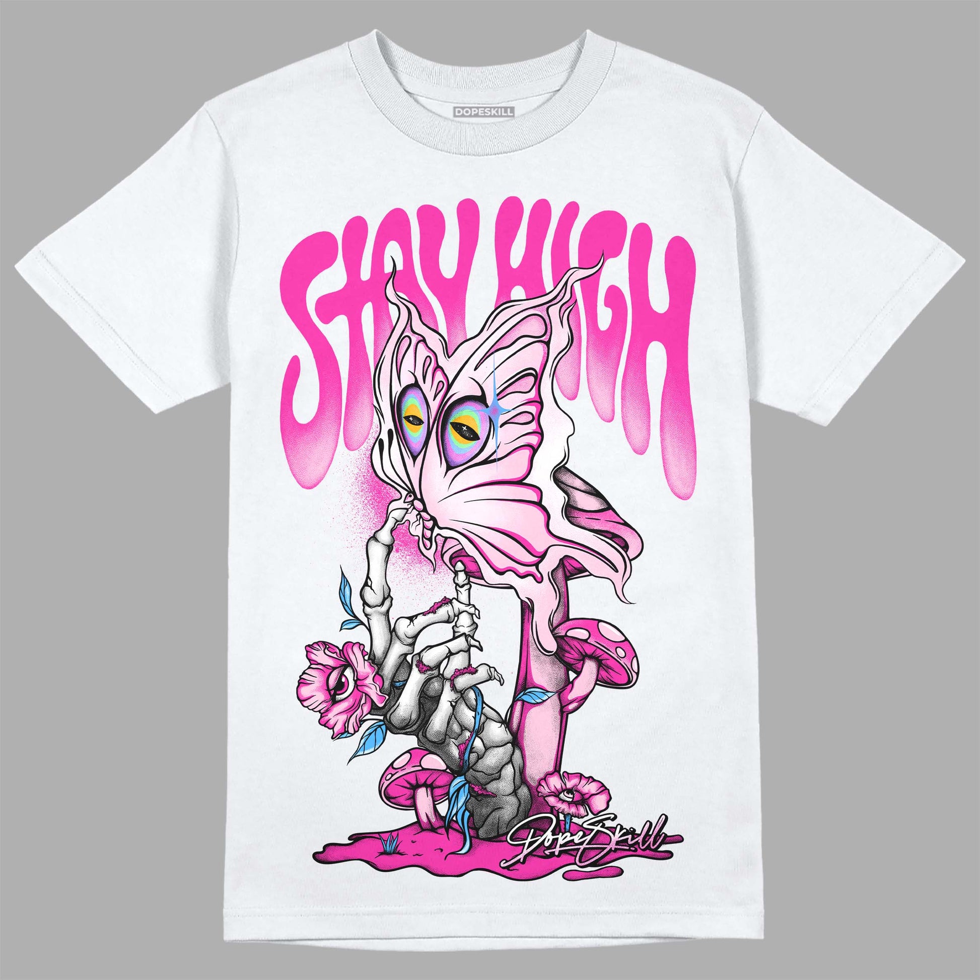 Pink Sneakers DopeSkill T-Shirt Stay High Graphic Streetwear - White