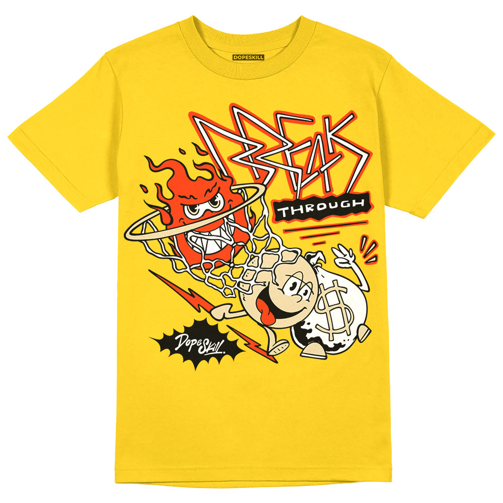 Jordan 4 Retro “Vivid Sulfur” DopeSkill Yellow T-Shirt Break Through Graphic Streetwear