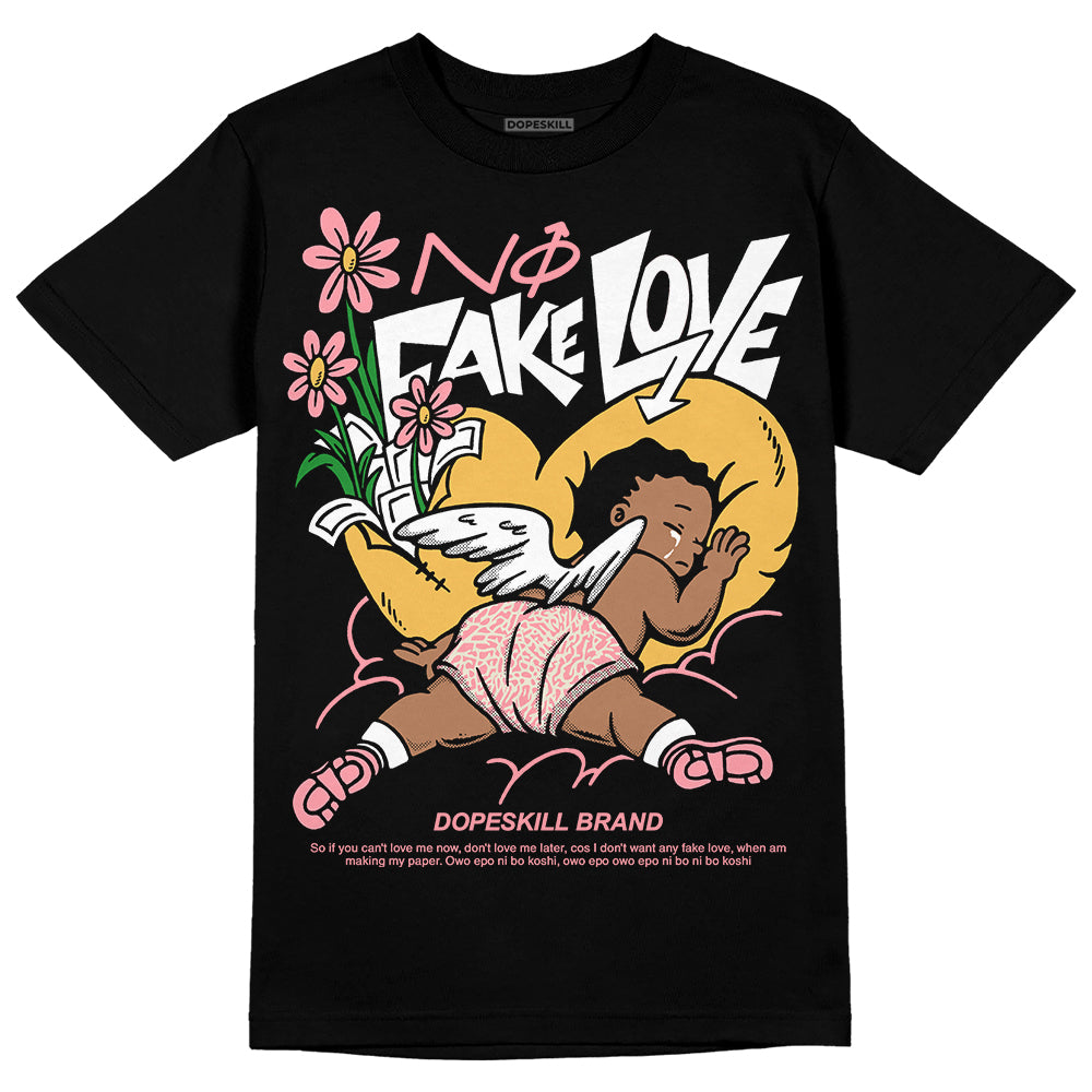 Jordan 3 GS “Red Stardust” DopeSkill T-Shirt No Fake Love Graphic Streetwear - Black