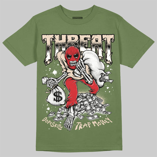 Travis Scott x Jordan 1 Medium Olive DopeSkill Olive T-shirt Threat Graphic Streetwear