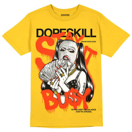 Jordan 4 Retro “Vivid Sulfur” DopeSkill Yellow T-shirt Stay It Busy Graphic Streetwear 