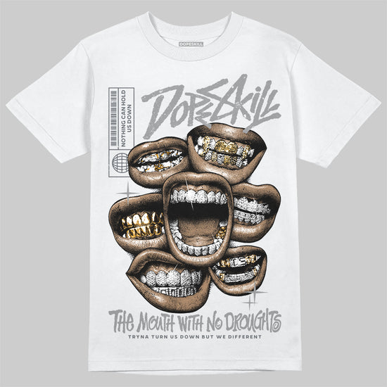 Jordan 5 Retro Wolf Grey (2026) DopeSkill T-Shirt The Mouth With No Droughts Graphic Streetwear  White