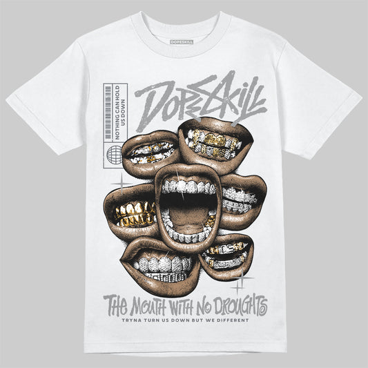 Jordan 5 Retro Wolf Grey (2026) DopeSkill T-Shirt The Mouth With No Droughts Graphic Streetwear  White
