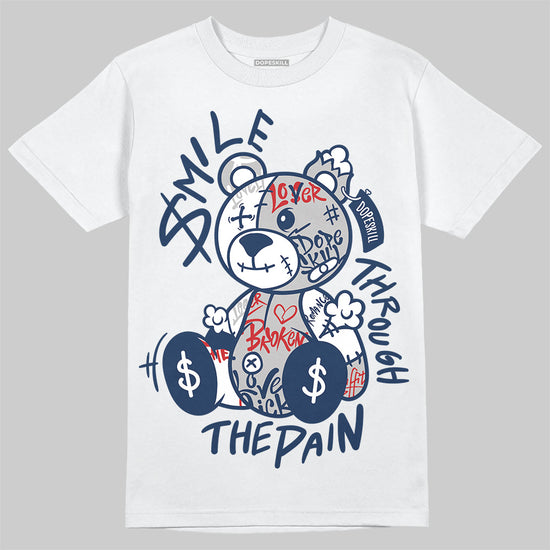 Jordan 4 SB “Summit White/Navy” DopeSkill T-Shirt Smile Through The Pain Graphic Streetwear - White