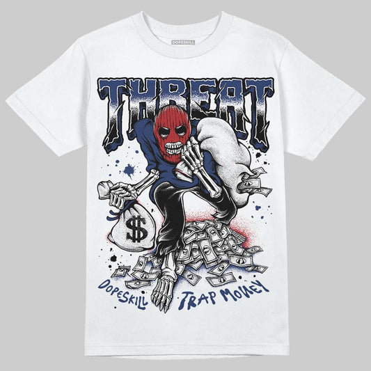 Jordan 1 High OG "Midnight Navy" DopeSkill T-Shirt Threat Graphic Streetwear - White 