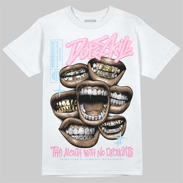 Jordan 1 Low SE Paw Print Pink Foam DopeSkill T-Shirt The Mouth With No Droughts Graphic Streetwear - WHite