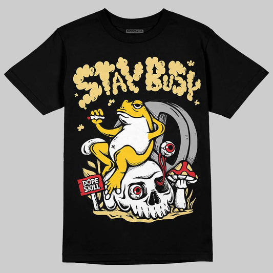 Quai 54 x Air Jordan 1 Retro Low OG Tour Yellow Black DopeSkill T-Shirt Stay Busy Graphic Streetwear - black