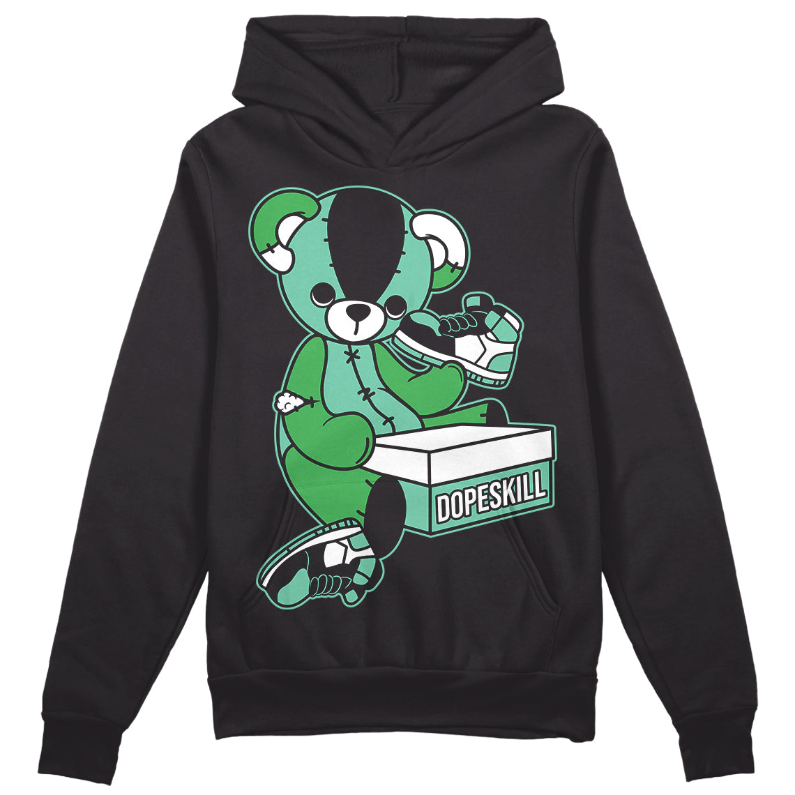 Jordan 1 High OG Green Glow DopeSkill Hoodie Sweatshirt Sneakerhead BEAR Graphic Streetwear - Black