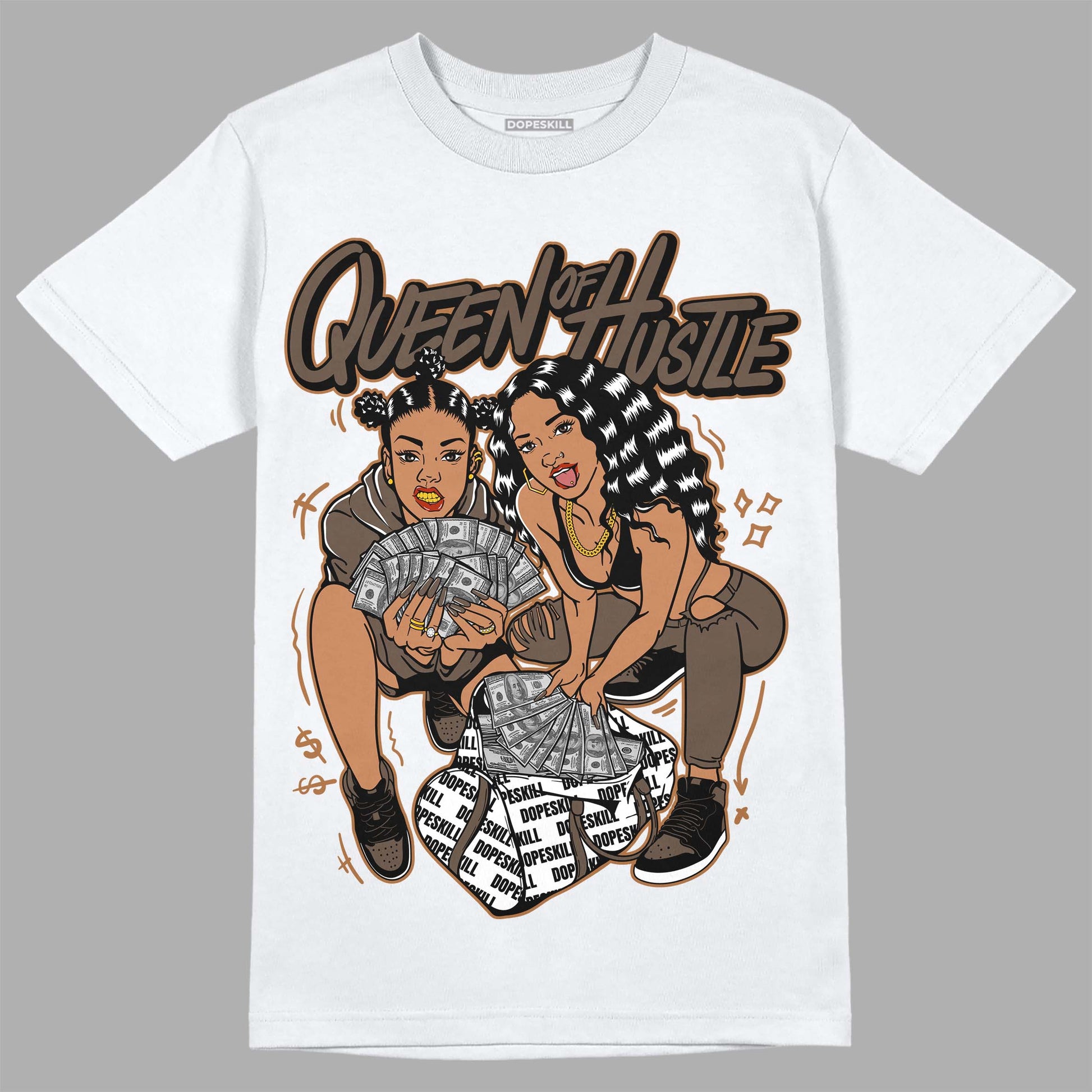 Jordan 1 Retro High OG Palomino DopeSkill T-Shirt Queen Of Hustle Graphic Streetwear - White