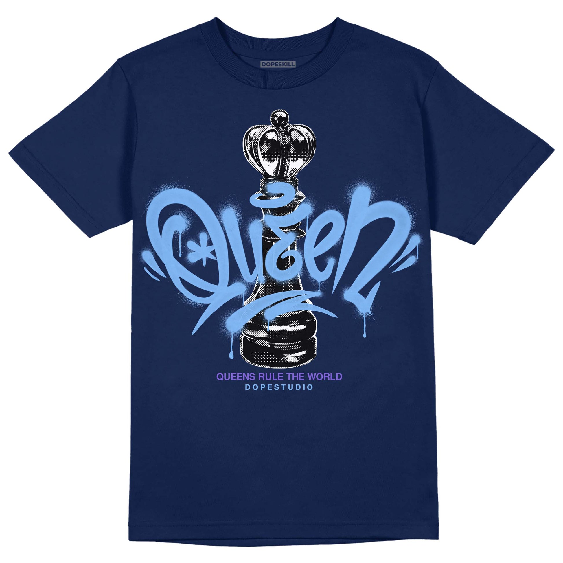 Jordan 5 SE “Georgetown” DopeSkill Midnight Navy T-Shirt Queen Chess Graphic Streetwear