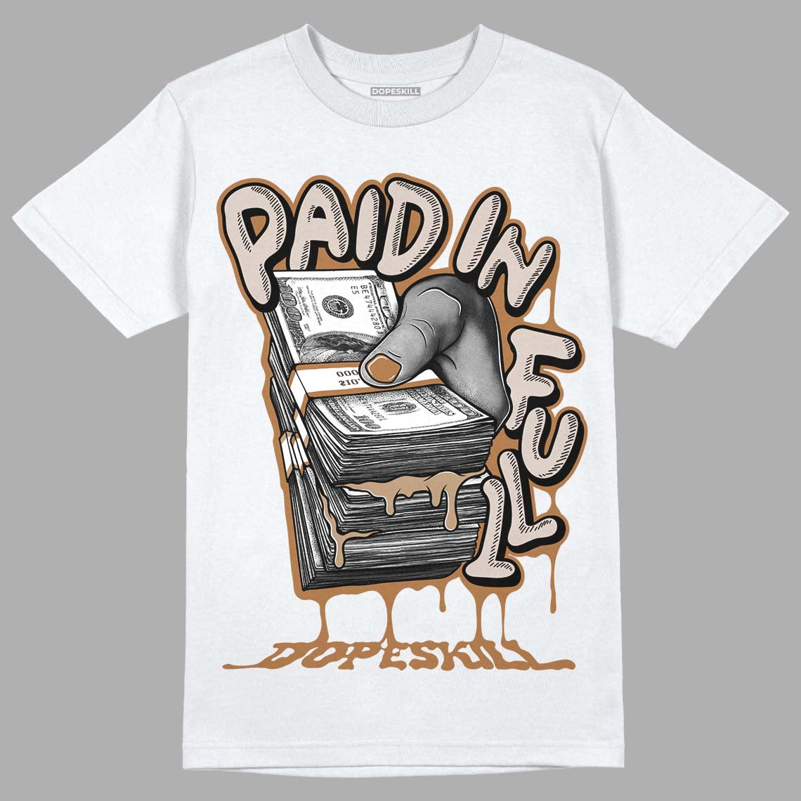 Jordan 3 Retro Palomino DopeSkill T-Shirt Paid In Full Graphic Streetwear - White