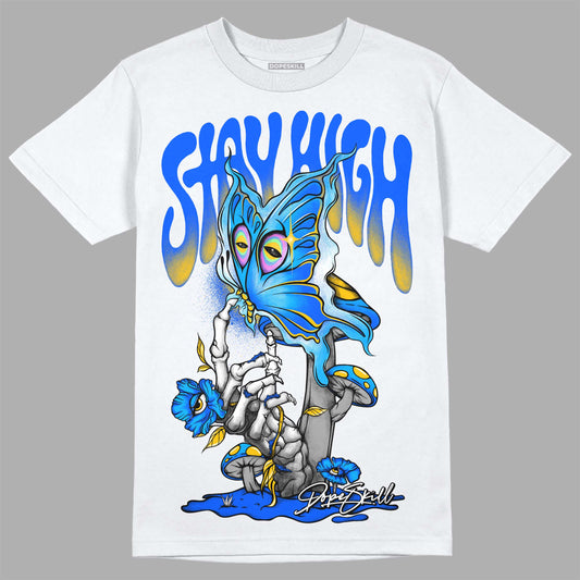 Royal Blue Sneakers DopeSkill T-Shirt Stay High Graphic Streetwear - White