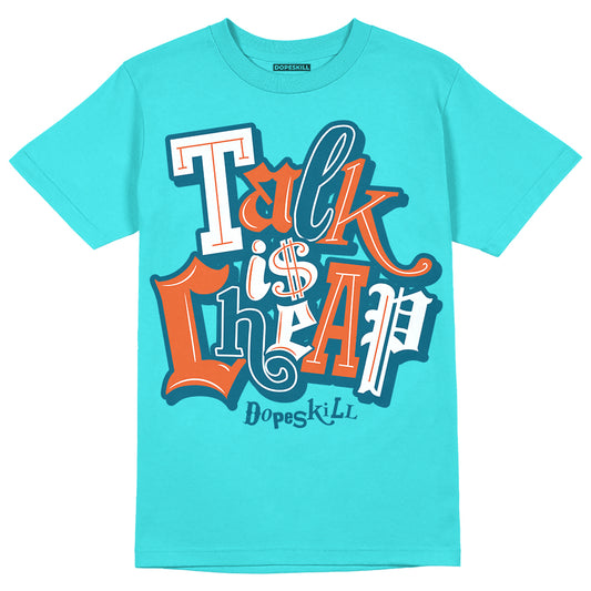 Dunk Low “Miami Dolphins” DopeSkill Tahiti Blue T-shirt Talk Is Chip Graphic Streetwear 