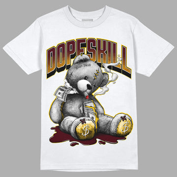 Dunk Yellow Bordeaux DopeSkill T-Shirt Sick Bear Graphic Streetwear - White