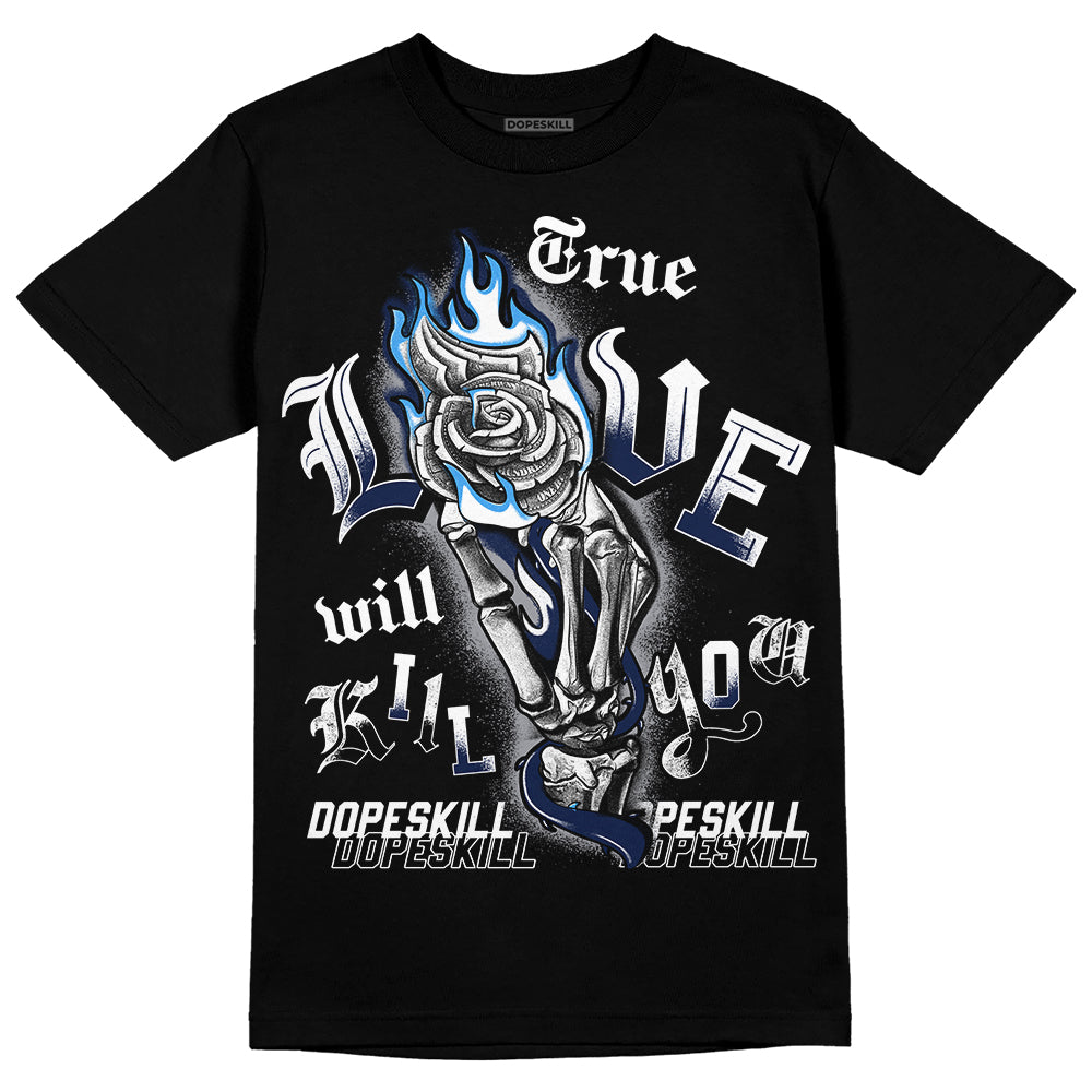 Jordan Spiz’ike Low “White/Obsidian” DopeSkill T-Shirt True Love Will Kill You Graphic Streetwear - Black