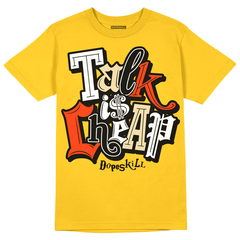 Jordan 4 Retro “Vivid Sulfur” DopeSkill Yellow T-shirt Talk Is Chip Graphic Streetwear 